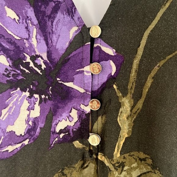 Ralph Lauren Floral Jersey Tie-Neck Blouse in Farm Olive, Plus Size XXL, NWT - Picture 11 of 15